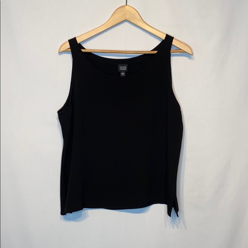 Eileen Fisher Boxy Black Tank Cami Silk SZ  Large